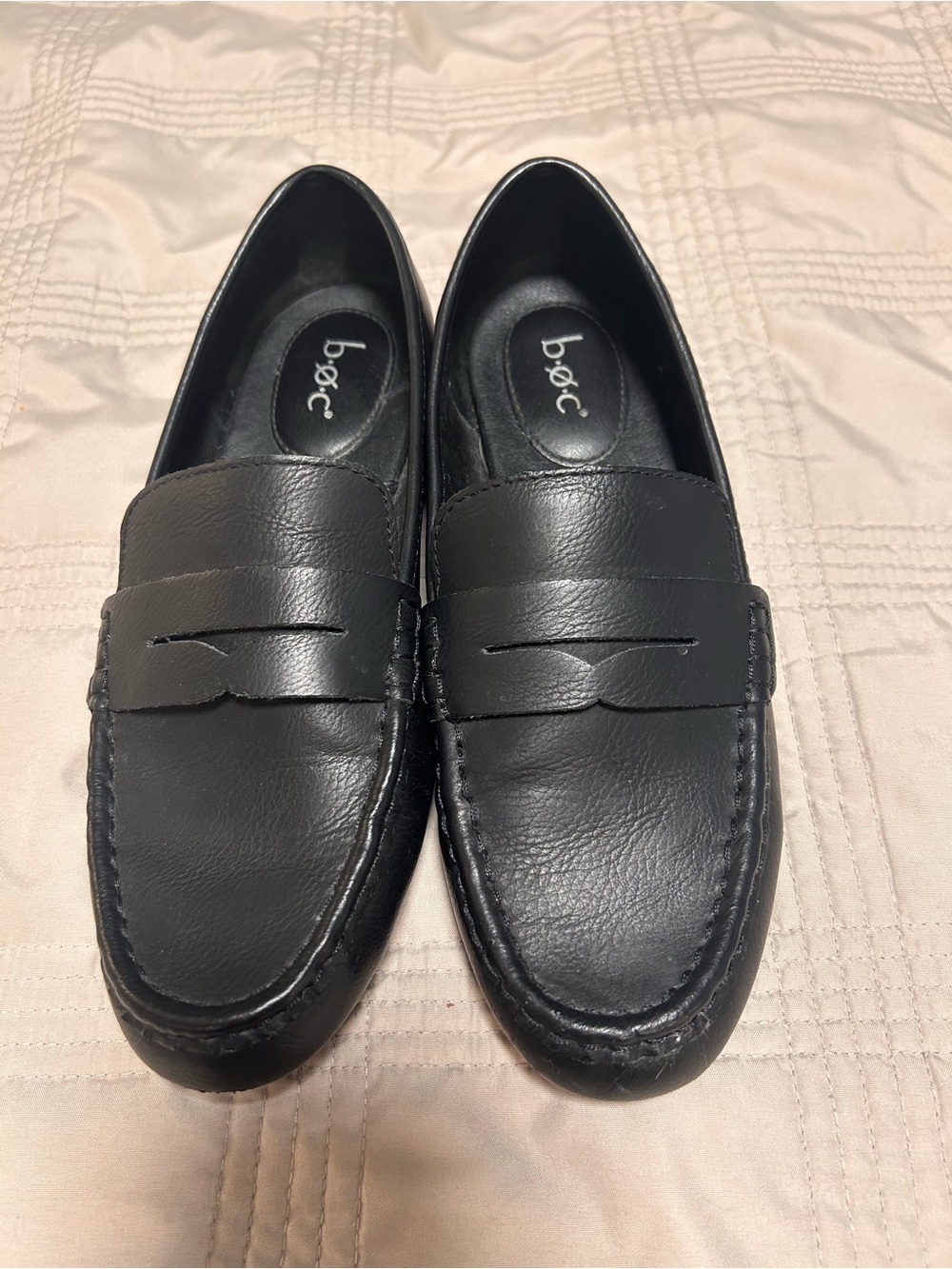 b.o.c. Black Leather Penny Loafers for Men